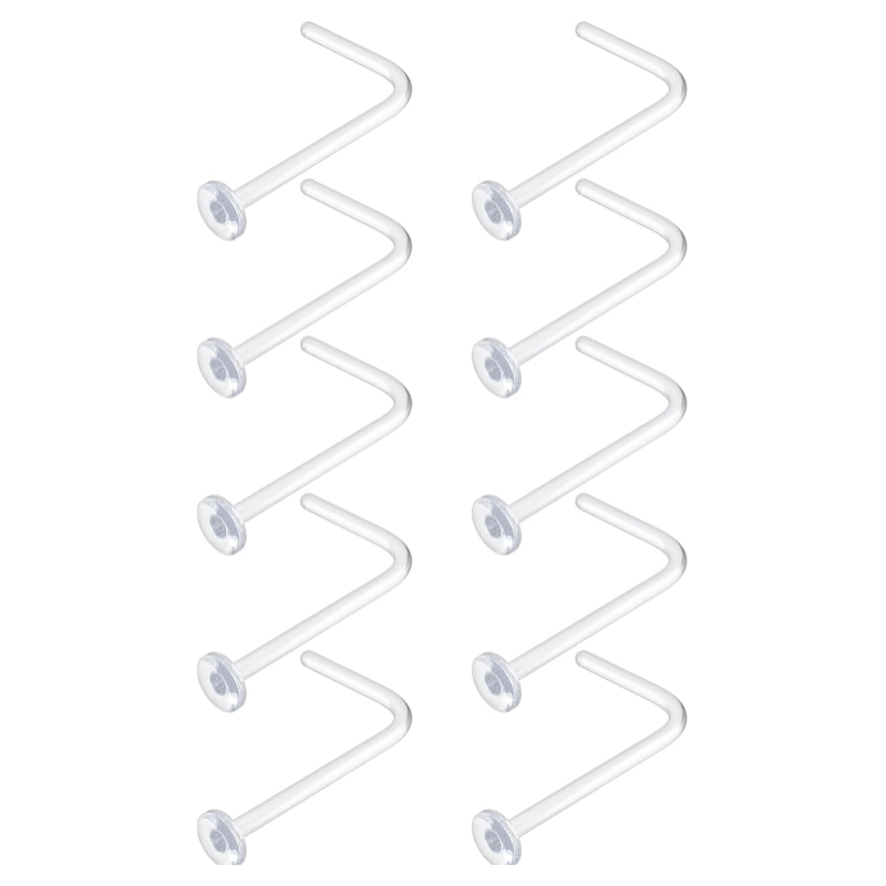 0.8mm 10pcs20g Clear Nose Ring Retainer L Shape Nose Rings Studs - QIAO CrystalQIAO CrystalQIAO Crystal