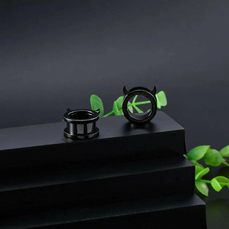 1 Pair Flesh Piercing Plugs Tunnels Evil Style Earrings Stretchers Expander - QIAO CrystalQIAO CrystalQIAO Crystal