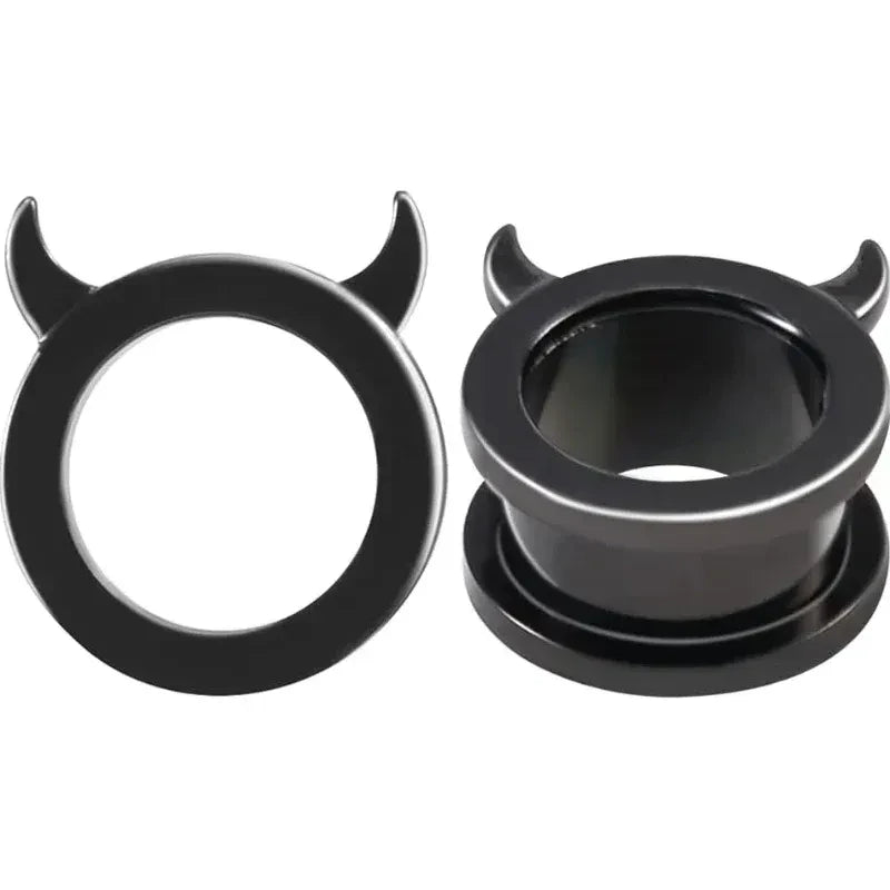 1 Pair Flesh Piercing Plugs Tunnels Evil Style Earrings Stretchers Expander - QIAO CrystalQIAO CrystalQIAO Crystal