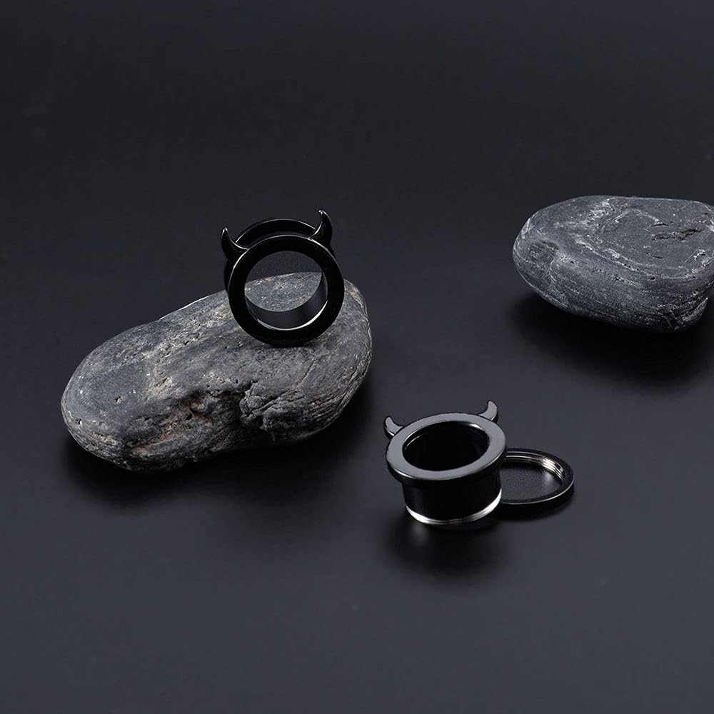 1 Pair Flesh Piercing Plugs Tunnels Evil Style Earrings Stretchers Expander - QIAO CrystalQIAO CrystalQIAO Crystal