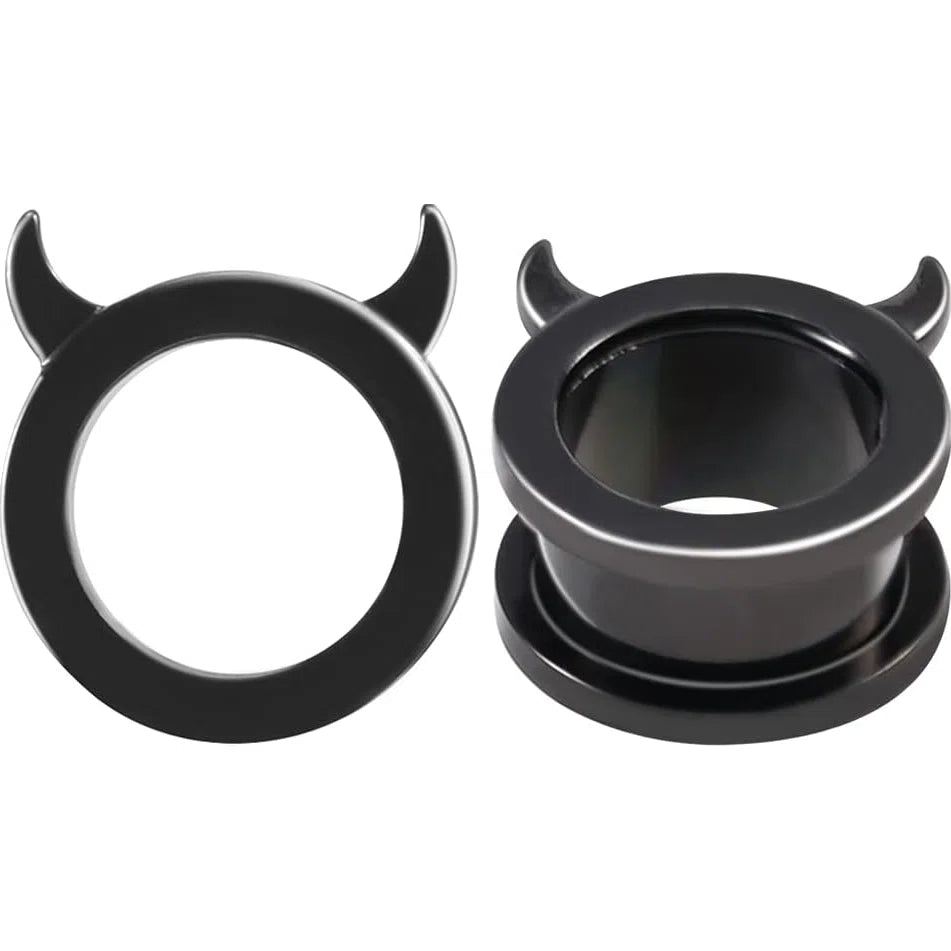 1 Pair Flesh Piercing Plugs Tunnels Evil Style Earrings Stretchers Expander - QIAO CrystalQIAO CrystalQIAO Crystal