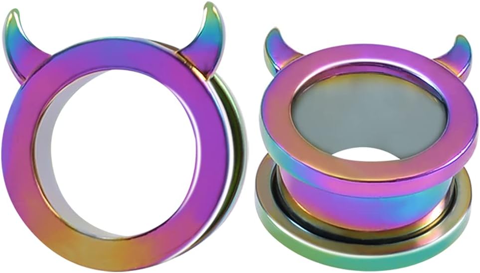 1 Pair Flesh Piercing Plugs Tunnels Evil Style Earrings Stretchers Expander - QIAO CrystalQIAO CrystalQIAO Crystal