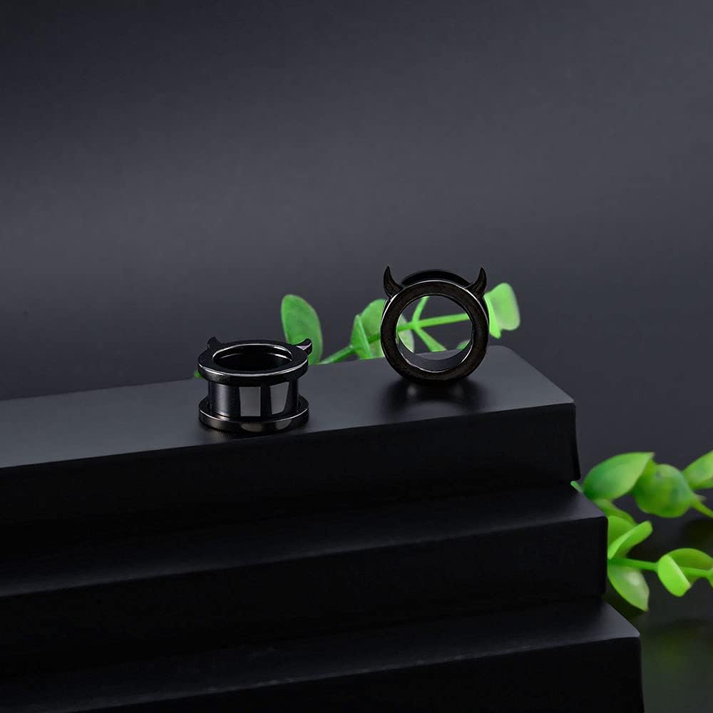 1 Pair Flesh Piercing Plugs Tunnels Evil Style Earrings Stretchers Expander - QIAO CrystalQIAO CrystalQIAO Crystal