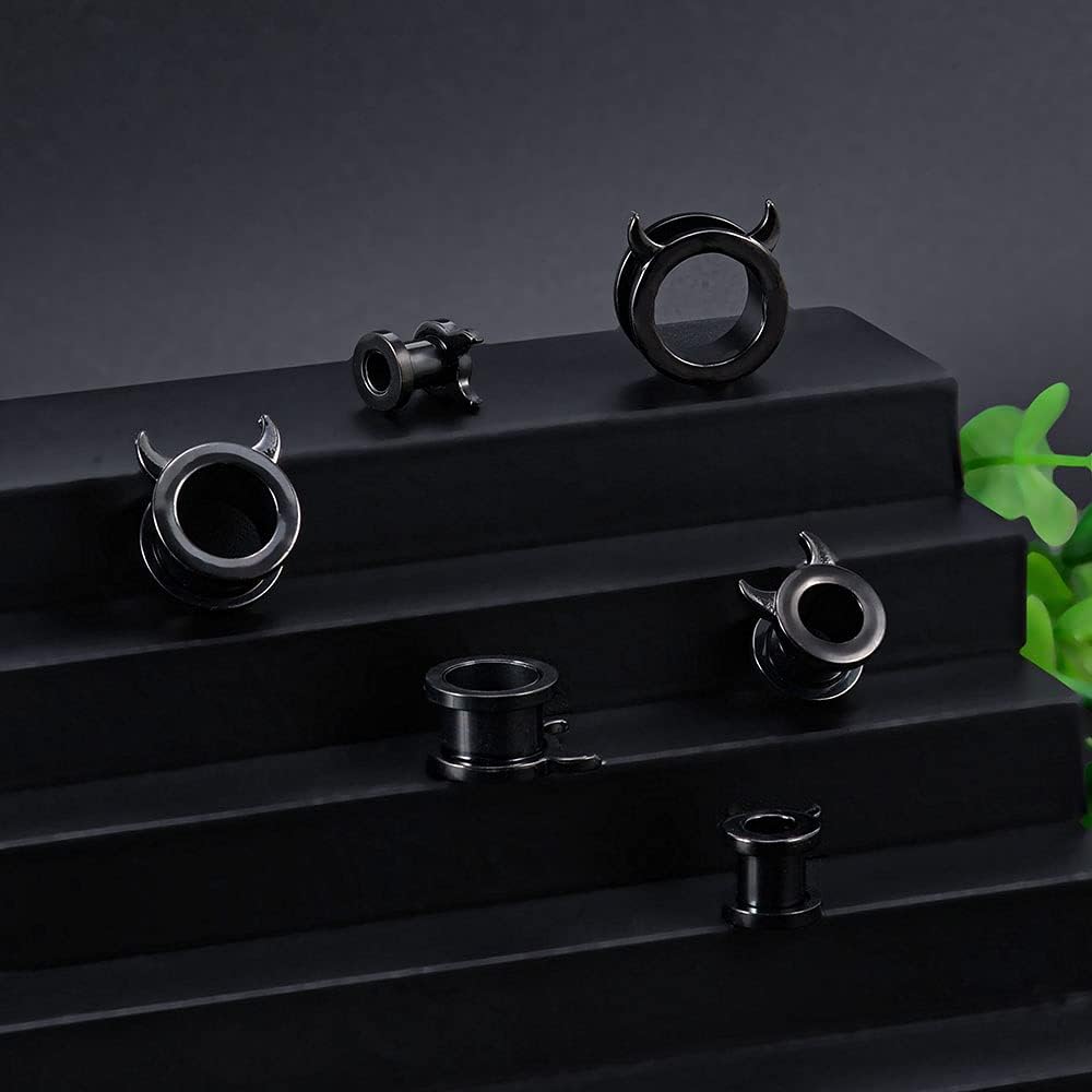 1 Pair Flesh Piercing Plugs Tunnels Evil Style Earrings Stretchers Expander - QIAO CrystalQIAO CrystalQIAO Crystal