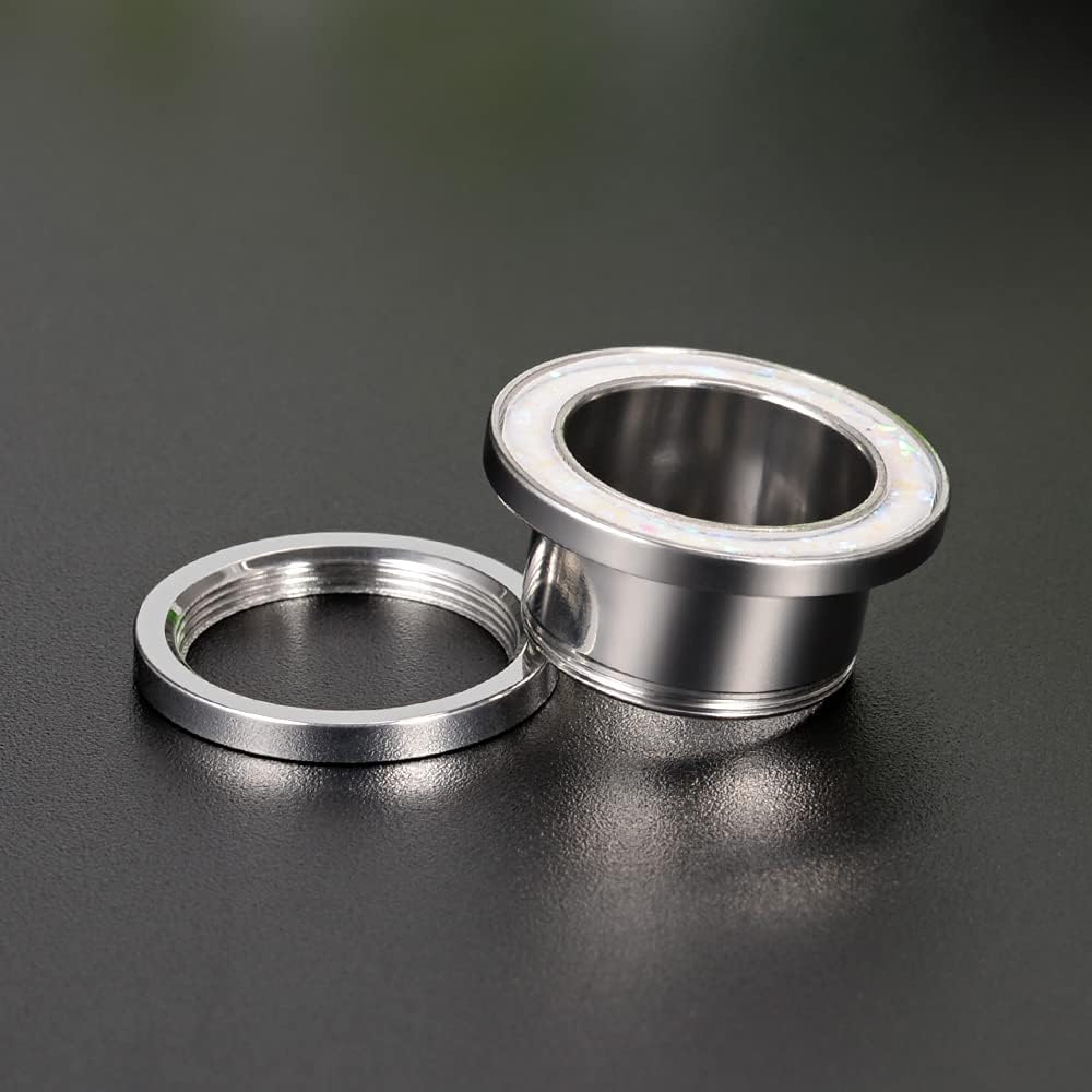 1 Pair Gauges Earrings Circle Fake Opal Tunnels Ear Plugs - QIAO CrystalQIAO CrystalQIAO Crystal