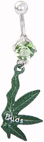 1 Pair Rhinestone Button Maple Leaf Buds Dangle Navel Belly Rings Xmas Gifts Beach Bikini - 我的商店我的商店我的商店