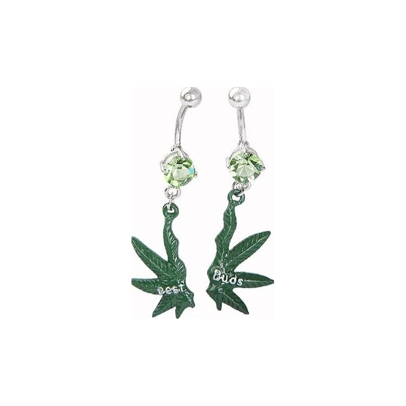 1 Pair Rhinestone Button Maple Leaf Buds Dangle Navel Belly Rings Xmas Gifts Beach Bikini - QIAO Crystal我的商店QIAO Crystal