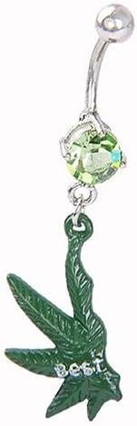 1 Pair Rhinestone Button Maple Leaf Buds Dangle Navel Belly Rings Xmas Gifts Beach Bikini - 我的商店我的商店我的商店