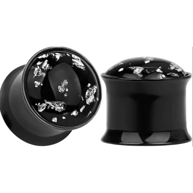 1 Pair Simple Golden Gold - foil Ear Plugs Tunnels Gauges Stretcher Piercings - QIAO CrystalQIAO CrystalQIAO Crystal