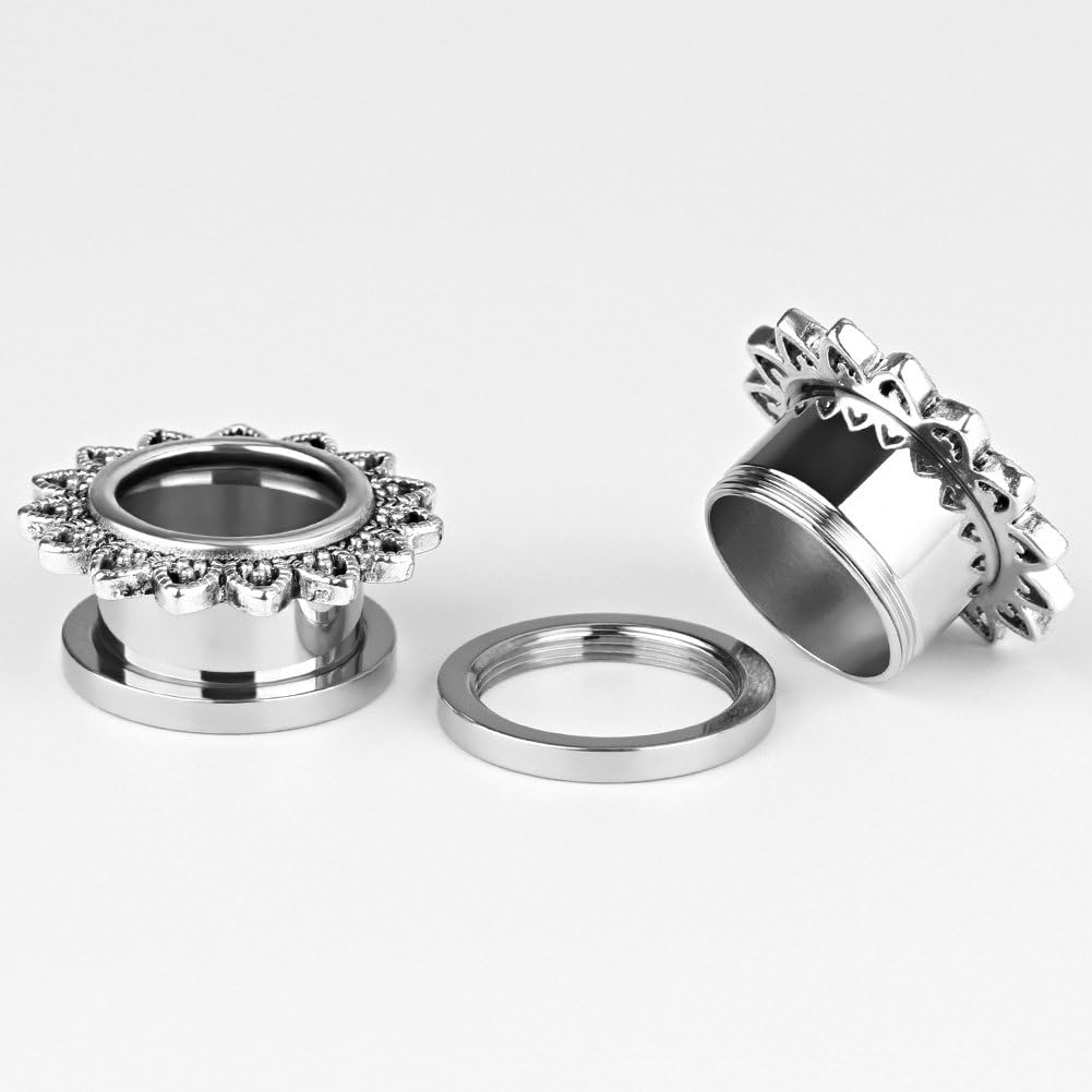 1 Pair Simple Retro Screw Tunnels Gauges Stretcher Piercings Ear Plugs - QIAO CrystalQIAO CrystalQIAO Crystal