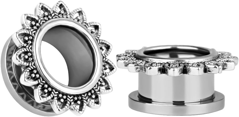 1 Pair Simple Retro Screw Tunnels Gauges Stretcher Piercings Ear Plugs - QIAO CrystalQIAO CrystalQIAO Crystal