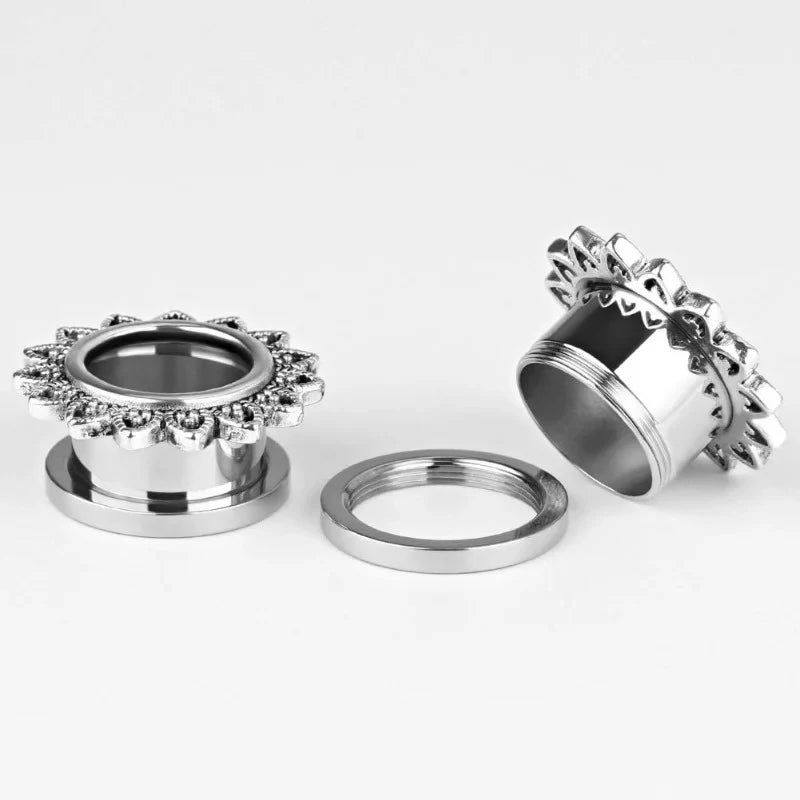 1 Pair Simple Retro Screw Tunnels Gauges Stretcher Piercings Ear Plugs - QIAO CrystalQIAO CrystalQIAO Crystal