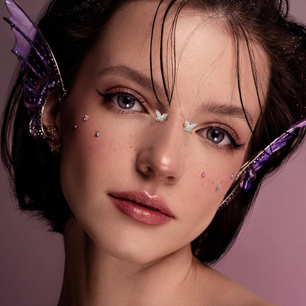 1 Pair Titanium Nipple Piercing Jewelry Butterfly Cube Zircon Nipple Rings Nipple Barbell Internally Threaded Nipple Bars Bridge Piercing Jewelry - QIAO CrystalQIAO CrystalQIAO Crystal