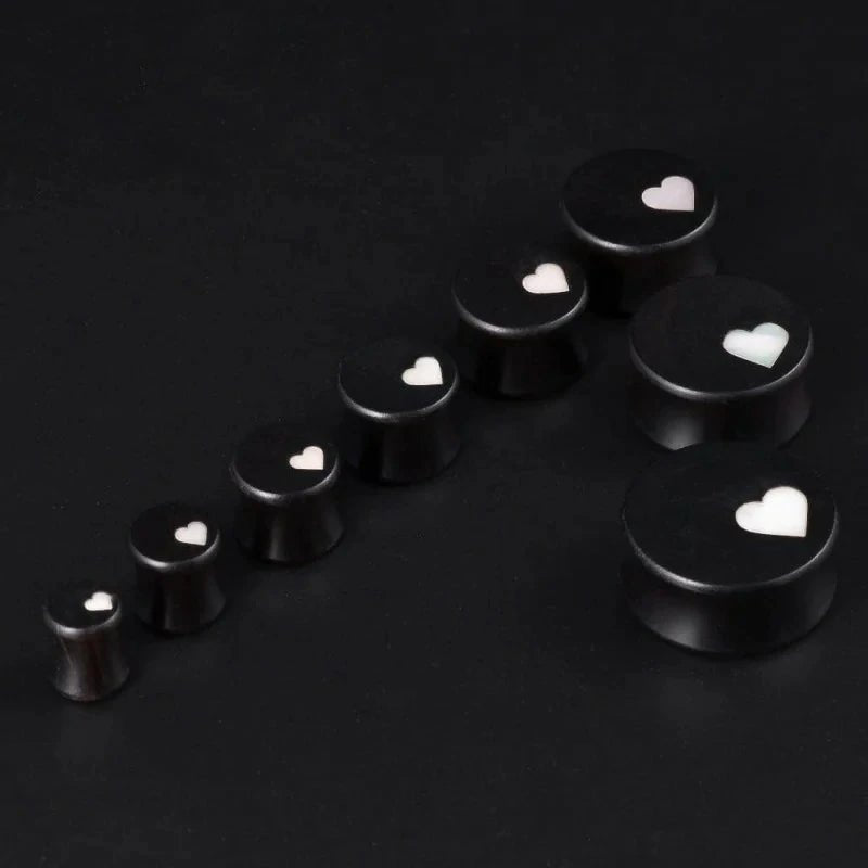 1 Pair Tunnels Heart Logo Earrings Expander Stretchers - QIAO CrystalQIAO CrystalQIAO Crystal