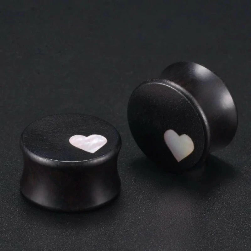1 Pair Tunnels Heart Logo Earrings Expander Stretchers - QIAO CrystalQIAO CrystalQIAO Crystal