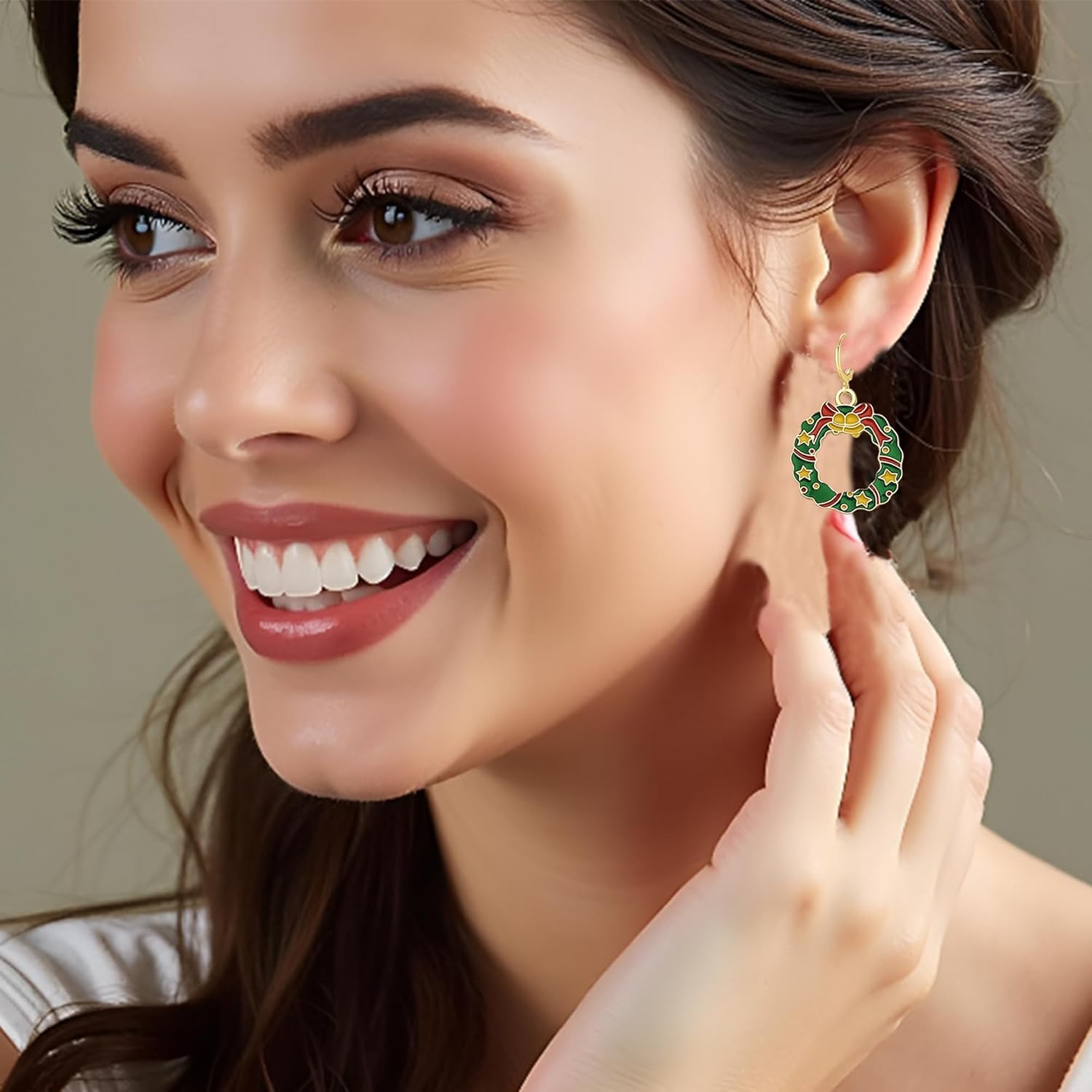 10 Pairs Christmas Hoop Huggie Earrings for Women Christmas Stud Earrings Christmas Trees Bells Snowflakes Earrings for Thanksgiving Xmas Holiday Jewelry - 我的商店我的商店我的商店