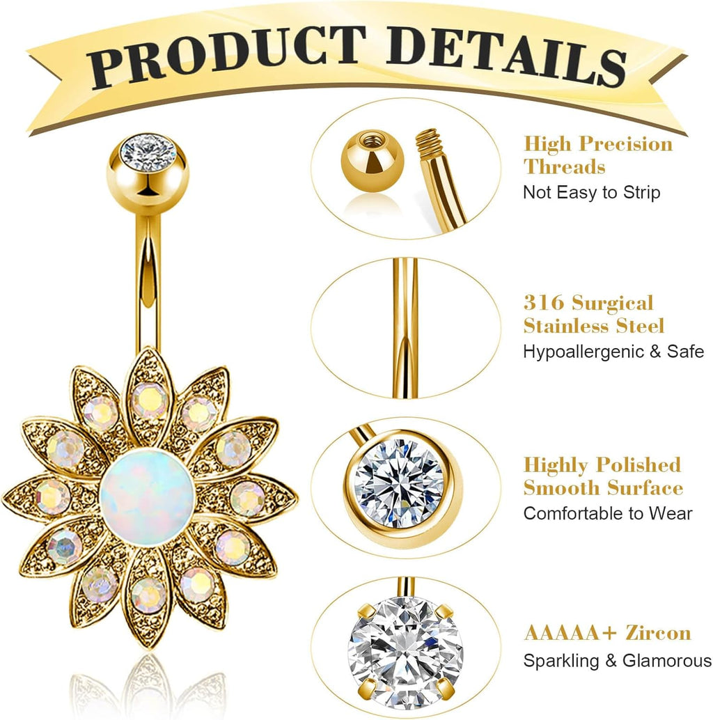 10 Pcs Hypoallergenic Belly Button Rings, 14G Surgical Steel Belly Piercing Jewelry With Cubic Zirconia Diamond Barbs - 我的商店我的商店我的商店