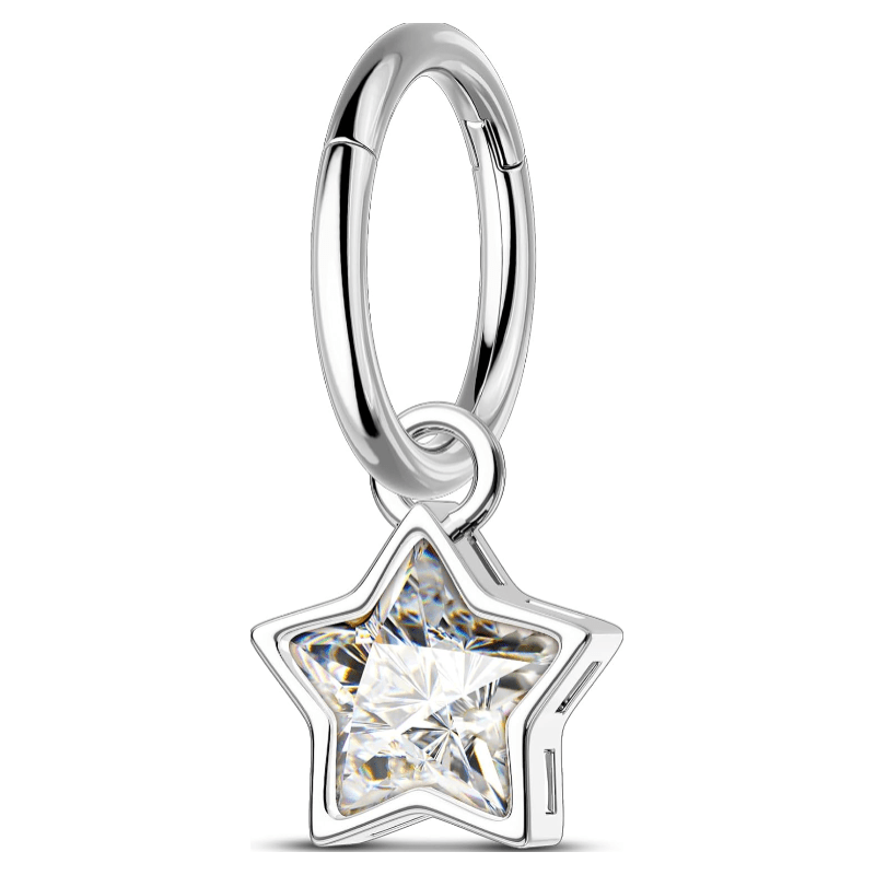 10MM Clicker Belly Button Rings 14G Dangle Star Belly Nagel Rings - QIAO Crystal我的商店QIAO Crystal