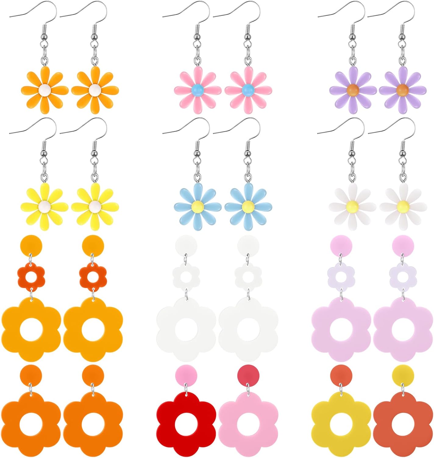 12 Pairs Christmas Earrings Red Green Jingle Bell Daisy Earrings for Women Christmas Jewelry Gifts for Women - QIAO Crystal我的商店QIAO Crystal