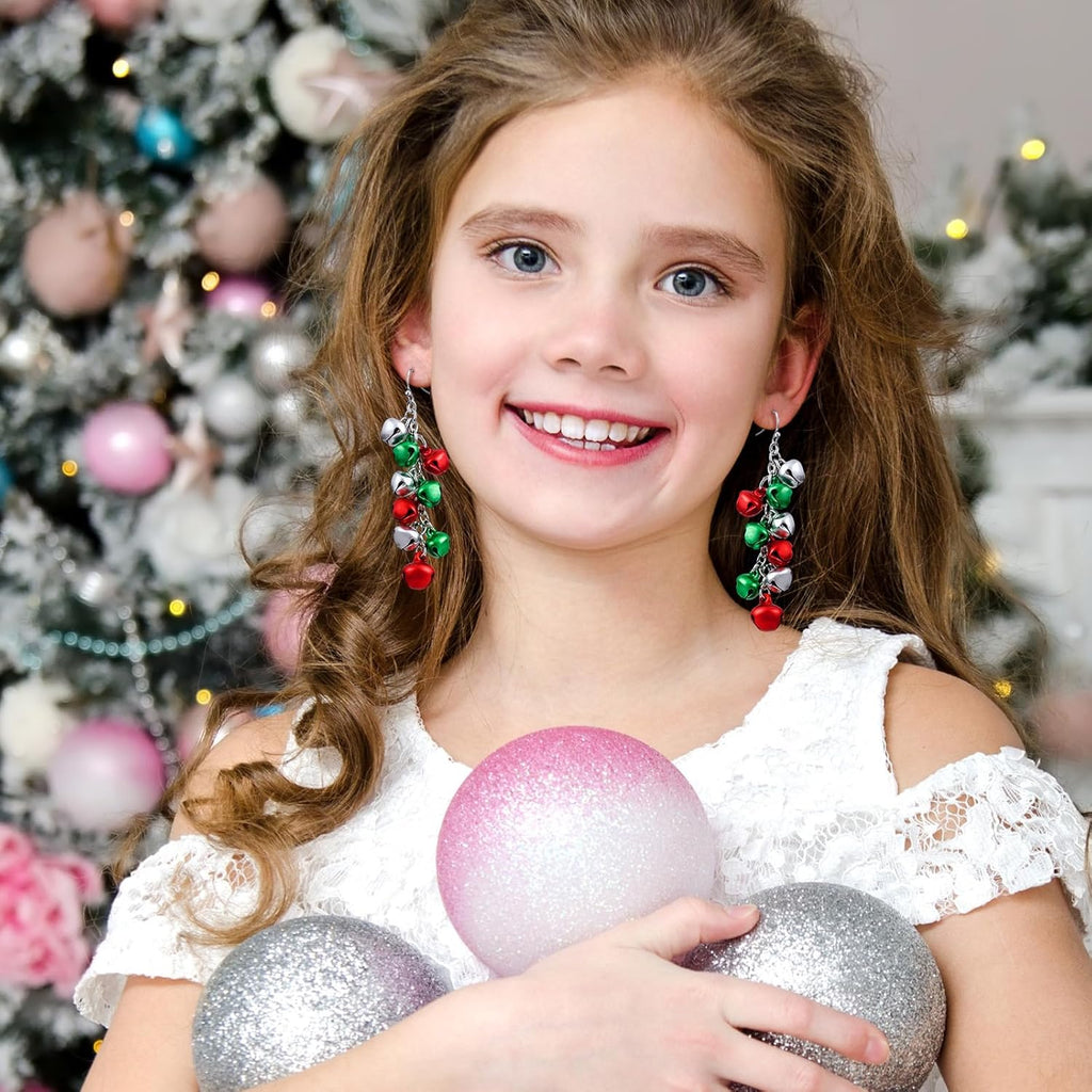 12 Pairs Christmas Earrings Red Green Jingle Bell Daisy Earrings for Women Christmas Jewelry Gifts for Women - QIAO Crystal我的商店QIAO Crystal