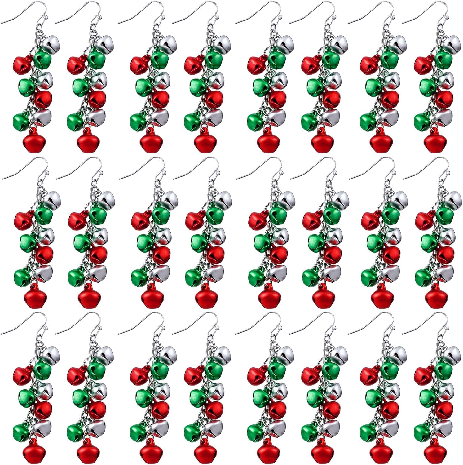 12 Pairs Christmas Earrings Red Green Jingle Bell Daisy Earrings for Women Christmas Jewelry Gifts for Women - QIAO Crystal我的商店QIAO Crystal