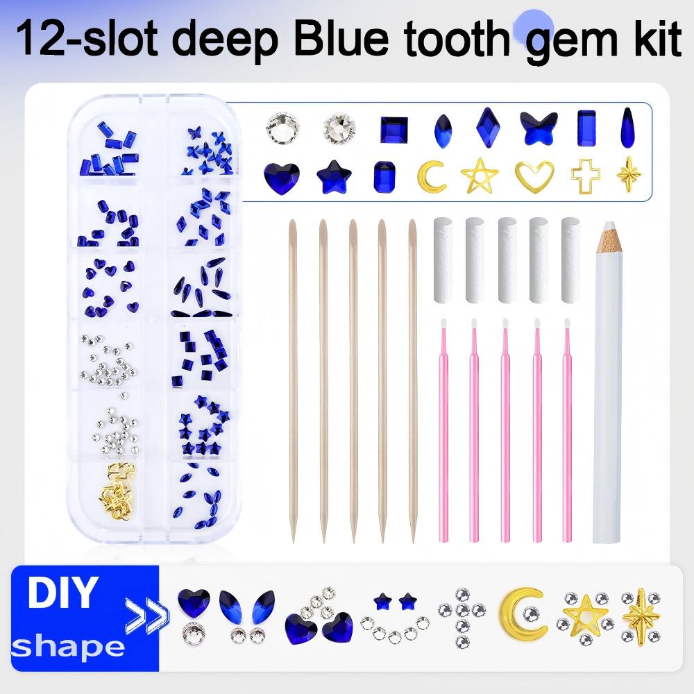 12 - pieces Original DIY Tooth Gemz Starter Kit – Temporary Cosmetic Crystal Gems for a Sparkling Smile – Easy At - Home Application - QIAO Crystal我的商店QIAO Crystal