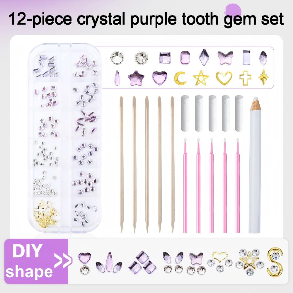 12 - pieces Original DIY Tooth Gemz Starter Kit – Temporary Cosmetic Crystal Gems for a Sparkling Smile – Easy At - Home Application - QIAO Crystal我的商店QIAO Crystal