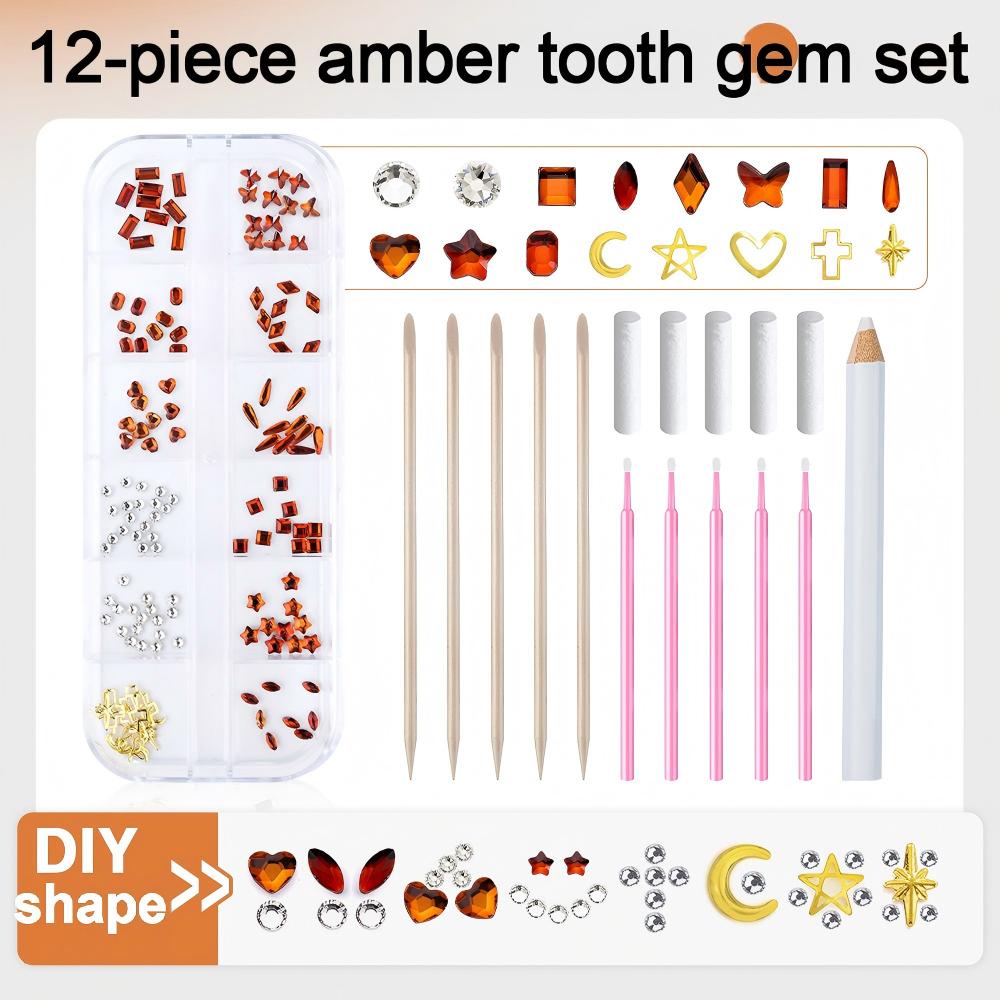 12 - pieces Original DIY Tooth Gemz Starter Kit – Temporary Cosmetic Crystal Gems for a Sparkling Smile – Easy At - Home Application - QIAO Crystal我的商店QIAO Crystal