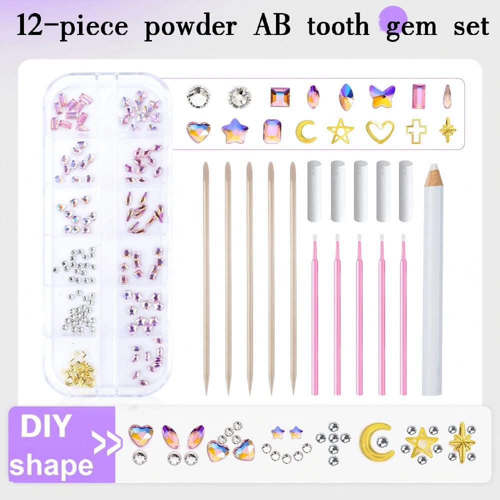 12 - pieces Original DIY Tooth Gemz Starter Kit – Temporary Cosmetic Crystal Gems for a Sparkling Smile – Easy At - Home Application - QIAO Crystal我的商店QIAO Crystal