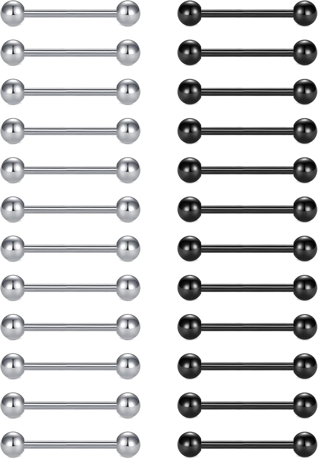 12mm - 18mm 14G Tongue Rings Nipple Straight Barbells Surgical Steel Body Piercing Jewelry - QIAO CrystalQIAO CrystalQIAO Crystal