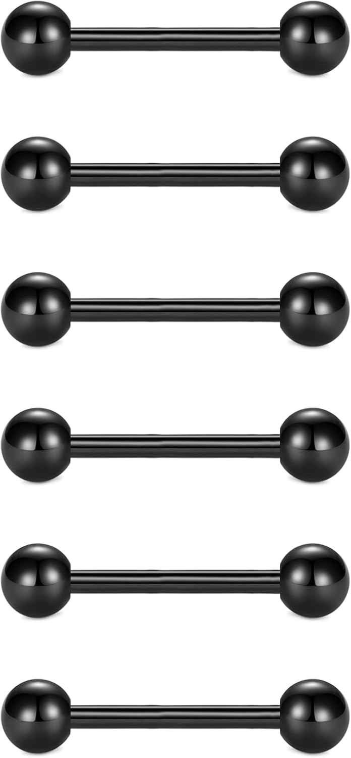 12mm - 18mm 14G Tongue Rings Nipple Straight Barbells Surgical Steel Body Piercing Jewelry - QIAO CrystalQIAO CrystalQIAO Crystal