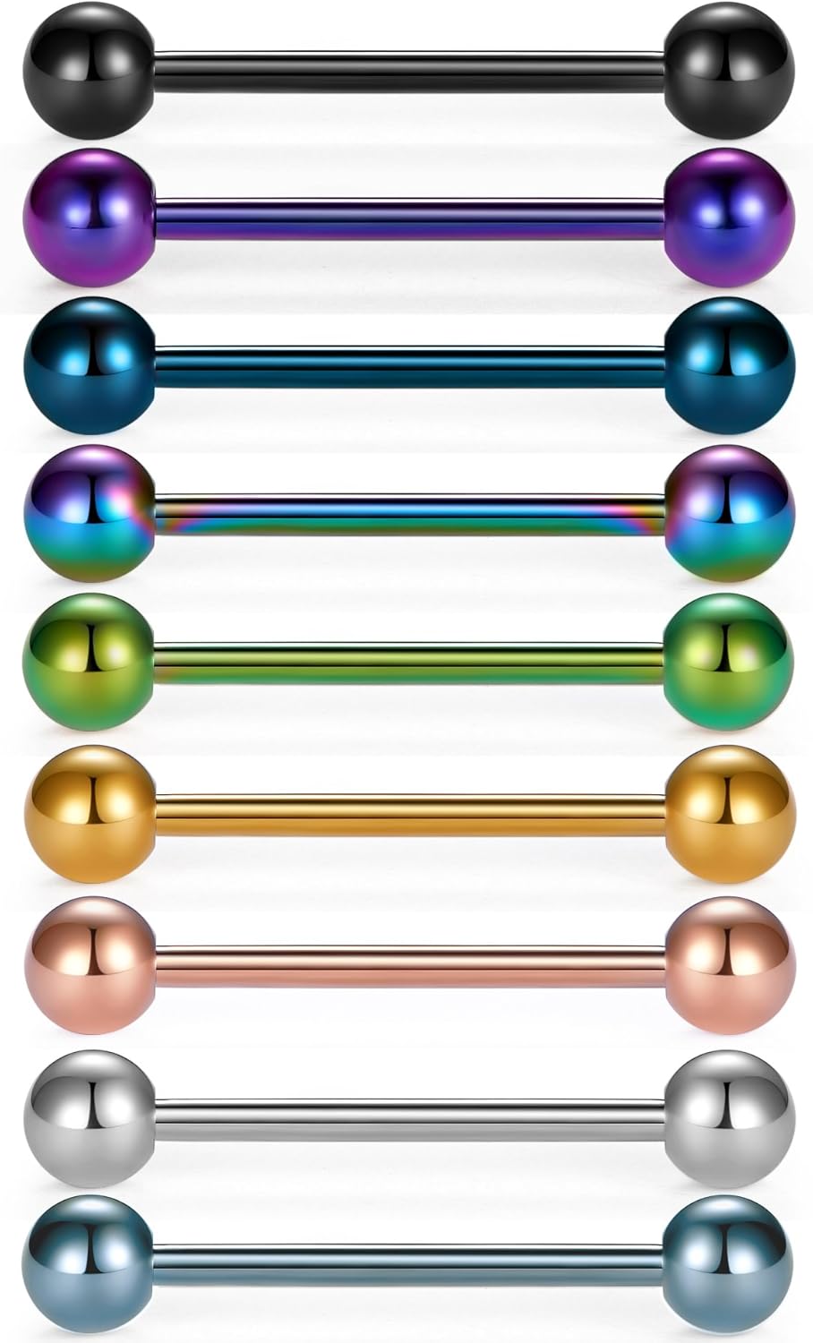 12mm - 18mm 14G Tongue Rings Nipple Straight Barbells Surgical Steel Body Piercing Jewelry - QIAO CrystalQIAO CrystalQIAO Crystal