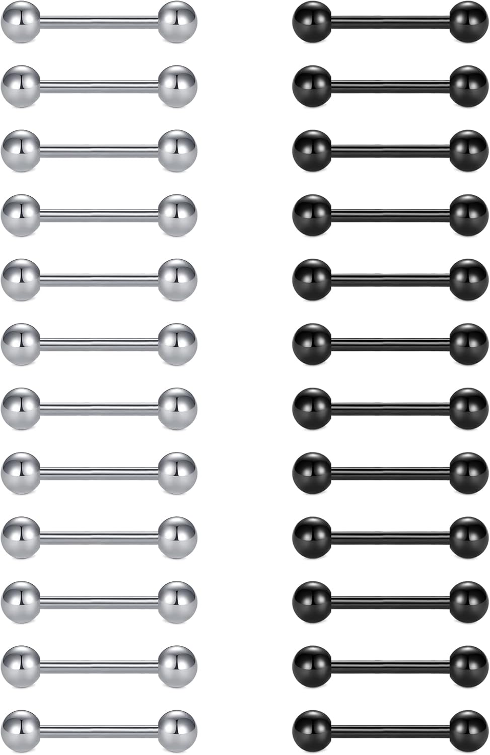 12mm - 18mm 14G Tongue Rings Nipple Straight Barbells Surgical Steel Body Piercing Jewelry - QIAO CrystalQIAO CrystalQIAO Crystal
