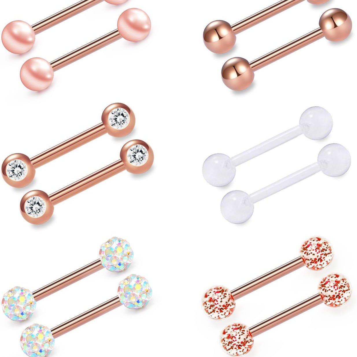 12mm - 18mm 14G Tongue Rings Nipple Straight Barbells Surgical Steel Body Piercing Jewelry - QIAO CrystalQIAO CrystalQIAO Crystal