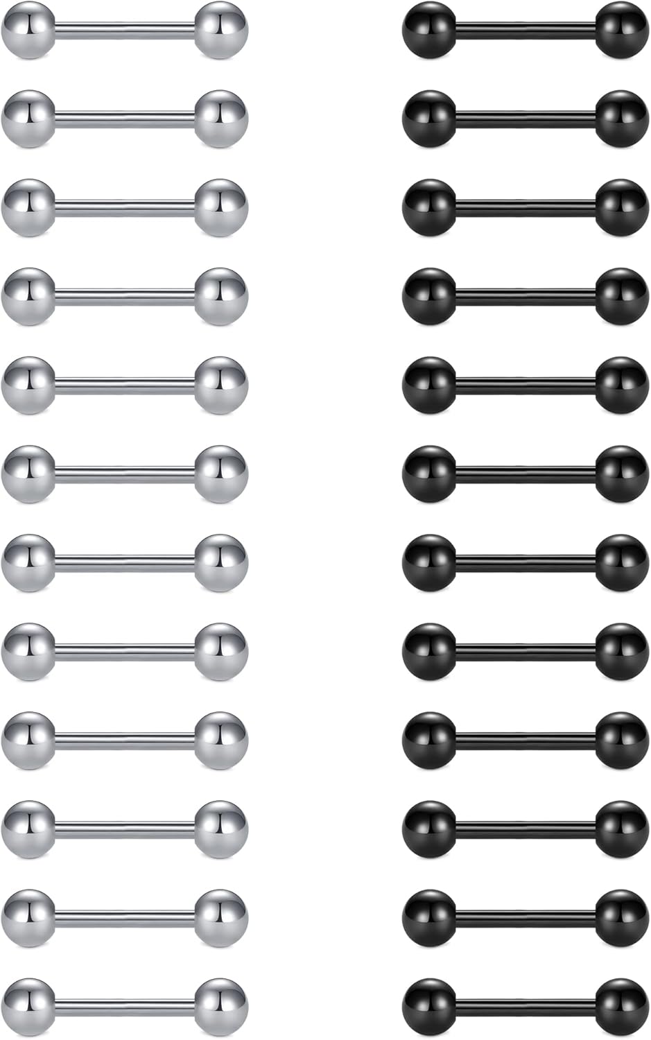 12mm - 18mm 14G Tongue Rings Nipple Straight Barbells Surgical Steel Body Piercing Jewelry - QIAO CrystalQIAO CrystalQIAO Crystal