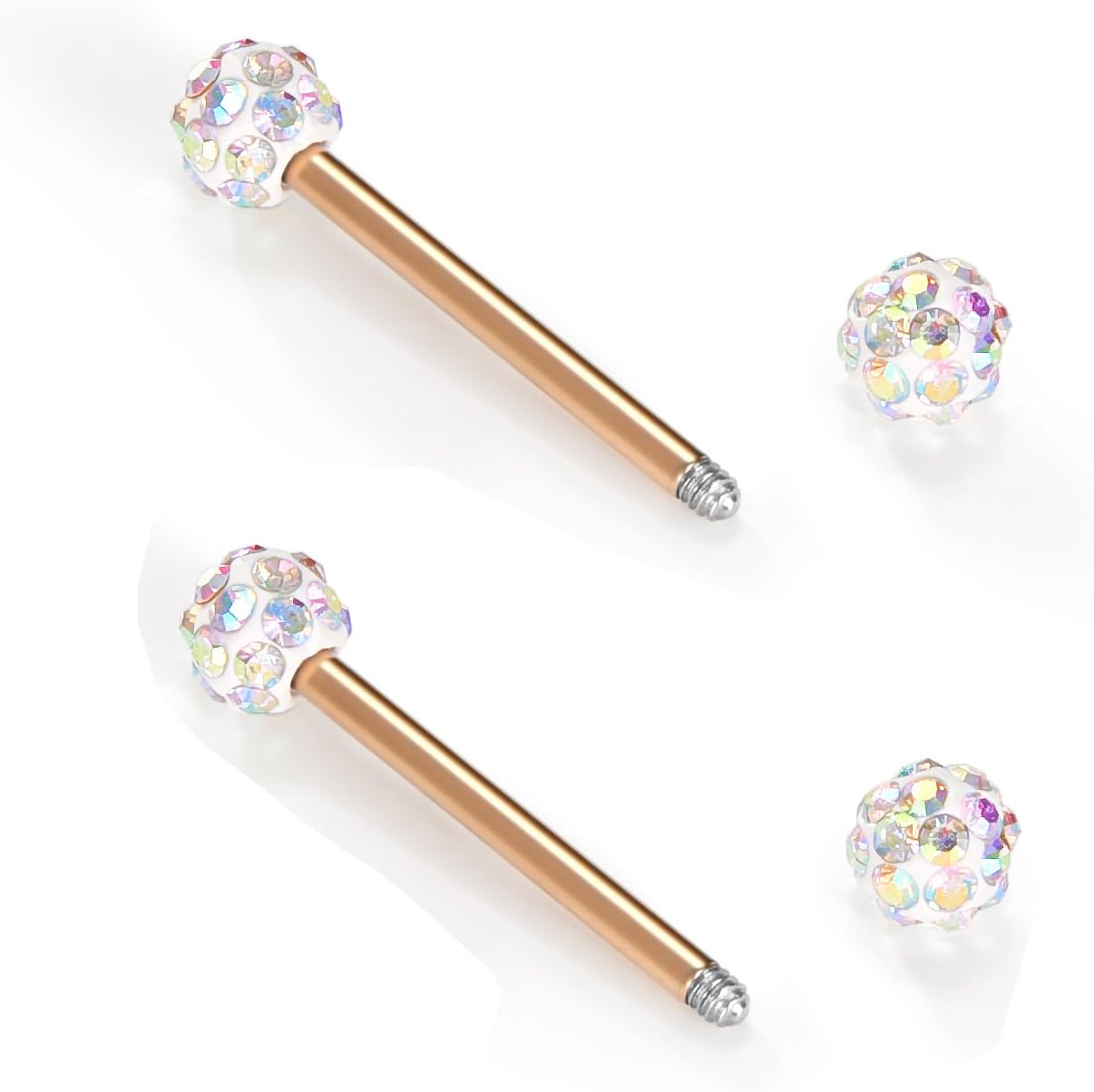 12mm - 18mm 14G Tongue Rings Nipple Straight Barbells Surgical Steel Body Piercing Jewelry - QIAO CrystalQIAO CrystalQIAO Crystal