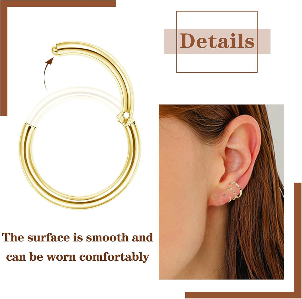 12pcs 16G Rook Piercing Jewelry Eyebrow Rings Stainless Steel Belly Lip Ring Cartilage Hoop Rook Daith Earrings Tragus CZ Body Piercing Curved Barbell - 我的商店我的商店我的商店