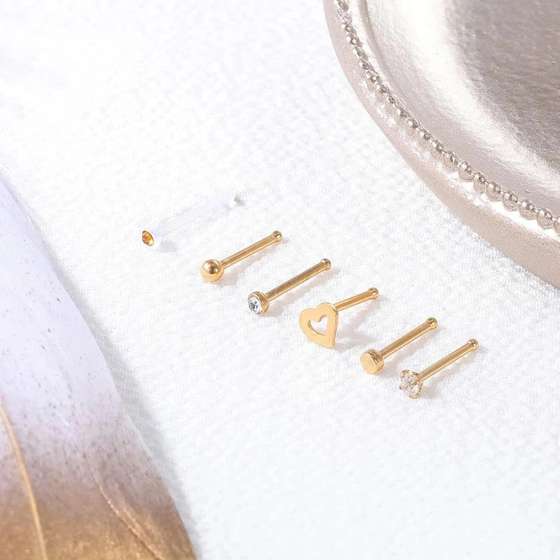 12Pcs 20G Nose Studs Rings - Surgical Steel L Shape Nose Bone Nose Screw