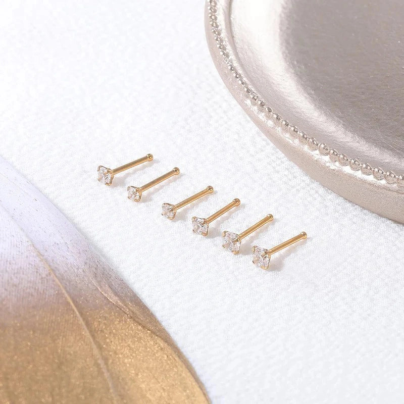 12Pcs 20G Nose Studs Rings - Surgical Steel L Shape Nose Bone Nose Screw