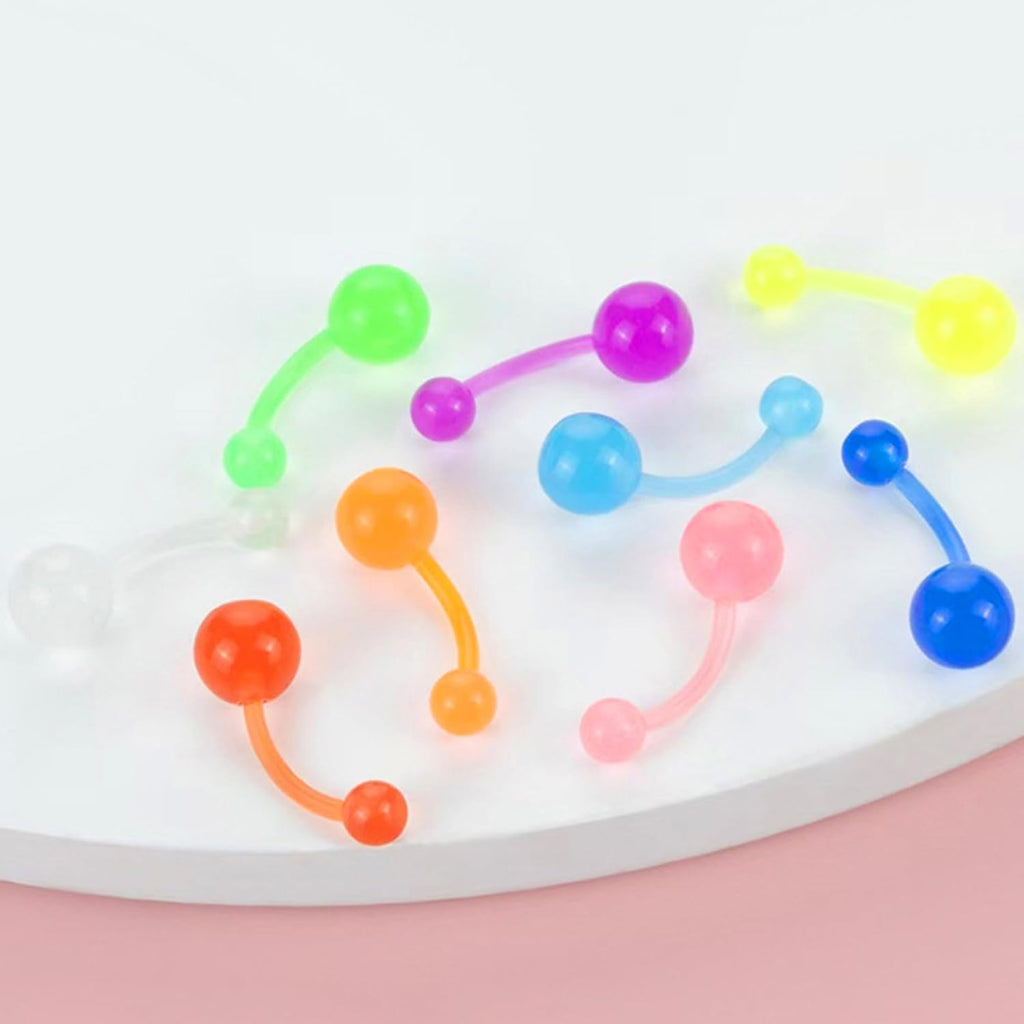13 Pcs Plastic Belly Button Rings for Sports 14G Silicone Curved Piercings Clear Rings for Sports Navel Piercing Jewelry - 我的商店我的商店我的商店
