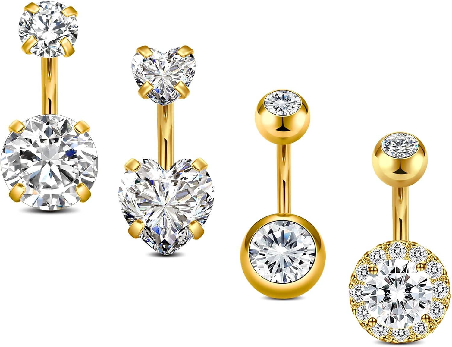 1/4 Inch Short Belly Button Rings 14G 6mm Stainless Steel Short Belly Navel Button Rings for Women Men - 我的商店我的商店我的商店