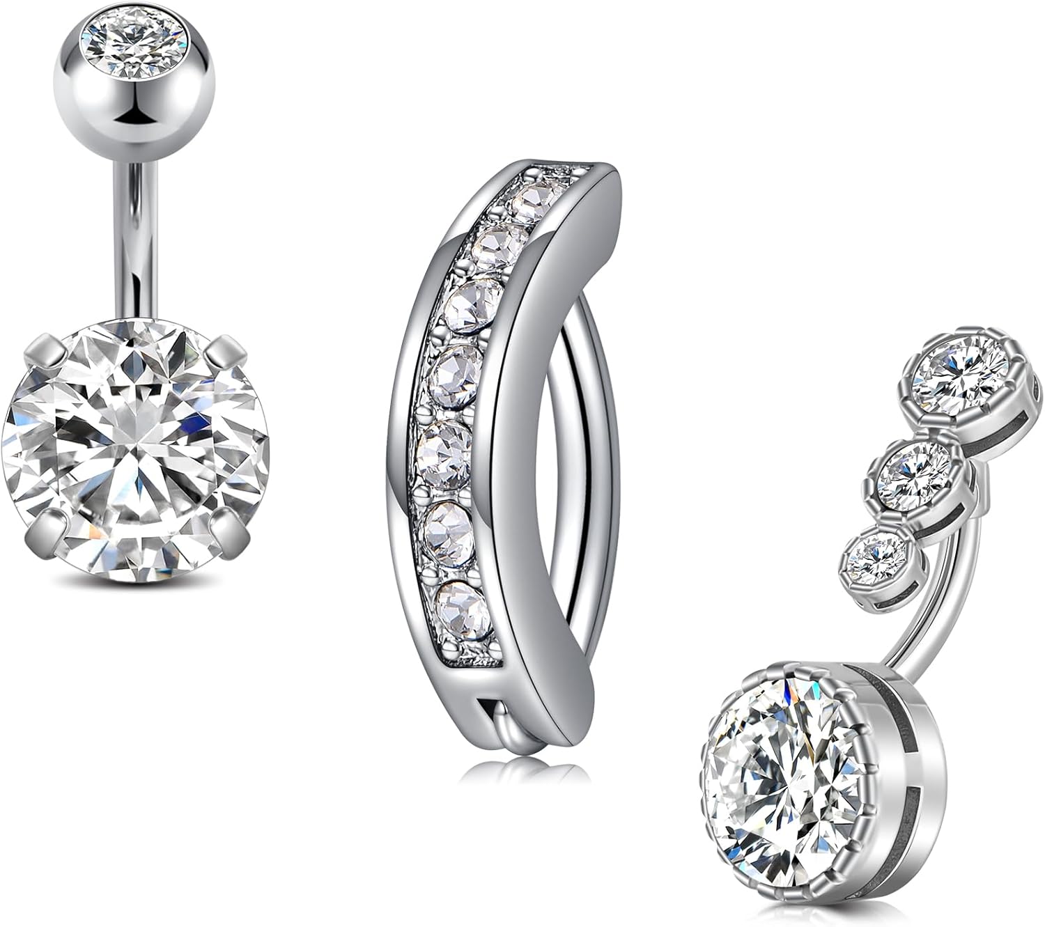 1/4 Inch Short Belly Button Rings 14G 6mm Stainless Steel Short Belly Navel Button Rings for Women Men - 我的商店我的商店我的商店