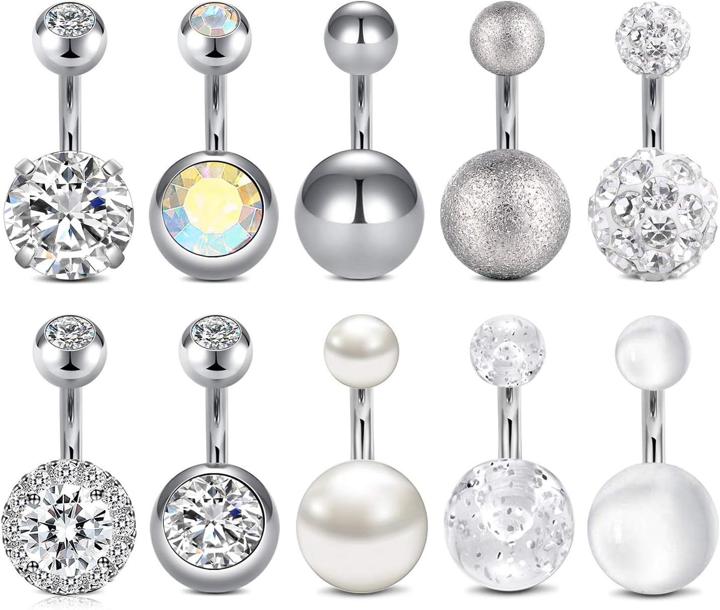 1/4 Inch Short Belly Button Rings 14G 6mm Stainless Steel Short Belly Navel Button Rings for Women Men - 我的商店我的商店我的商店