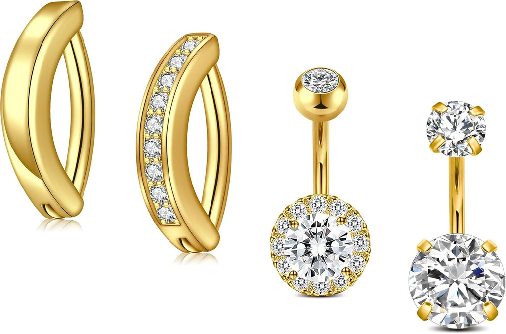 1/4 Inch Short Belly Button Rings 14G 6mm Stainless Steel Short Belly Navel Button Rings for Women Men - 我的商店我的商店我的商店