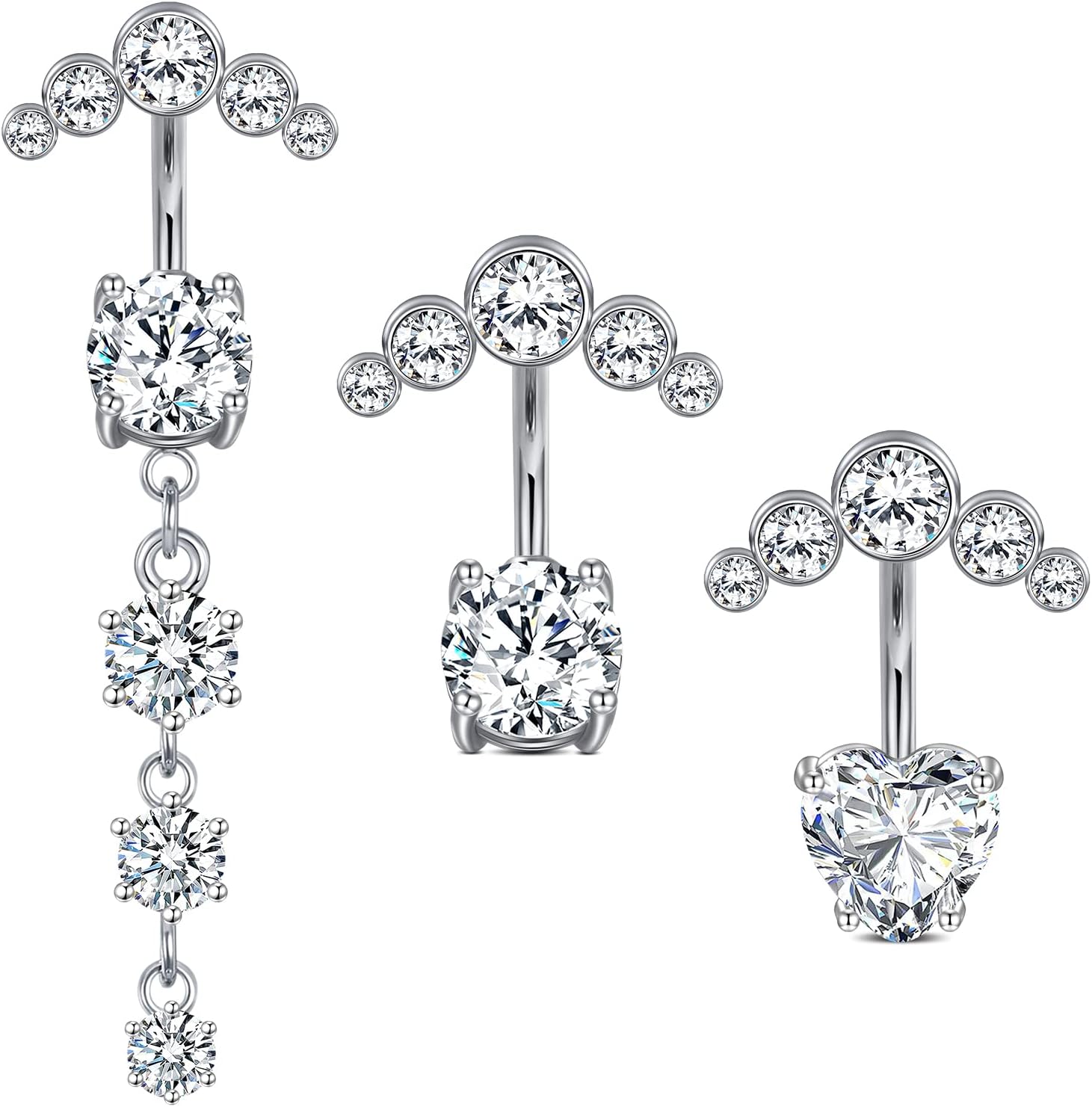 1/4 Inch Short Belly Button Rings 14G 6mm Stainless Steel Short Belly Navel Button Rings for Women Men - 我的商店我的商店我的商店