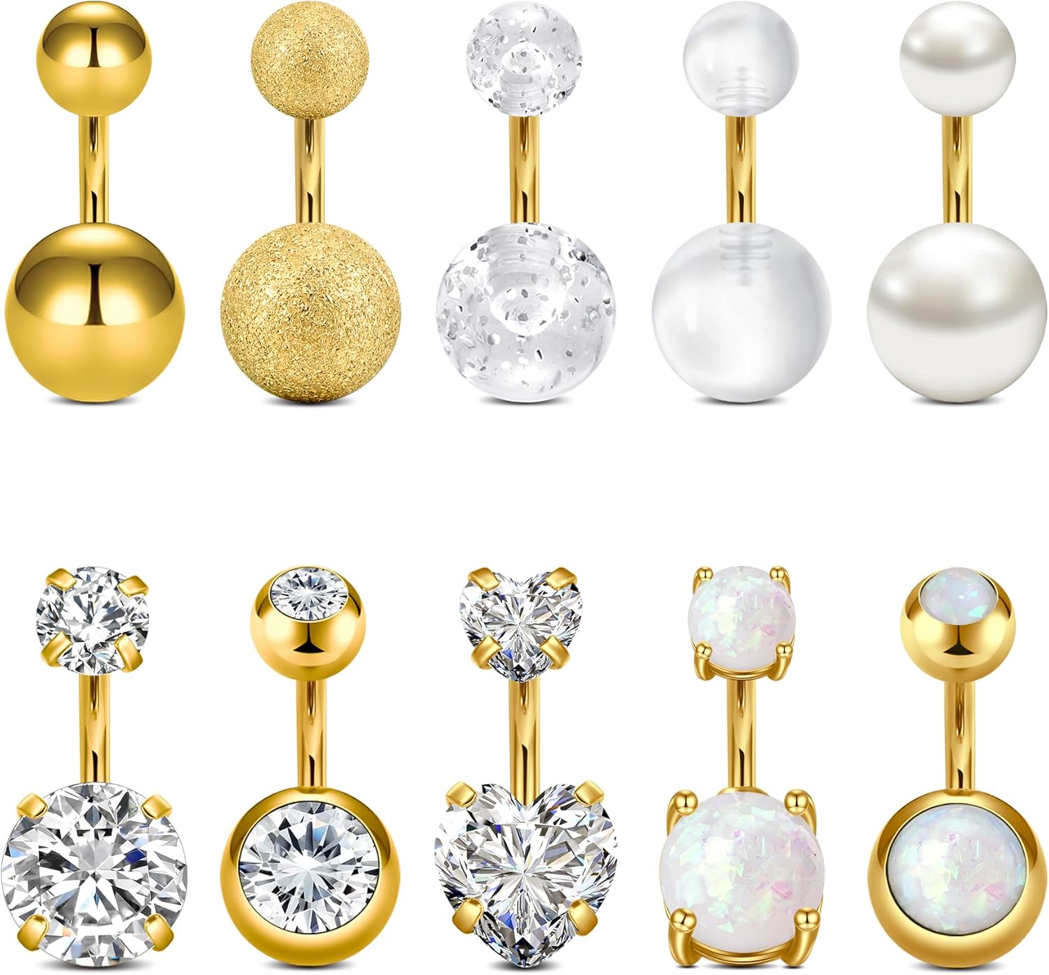 1/4 Inch Short Belly Button Rings 14G 6mm Stainless Steel Short Belly Navel Button Rings for Women Men - 我的商店我的商店我的商店