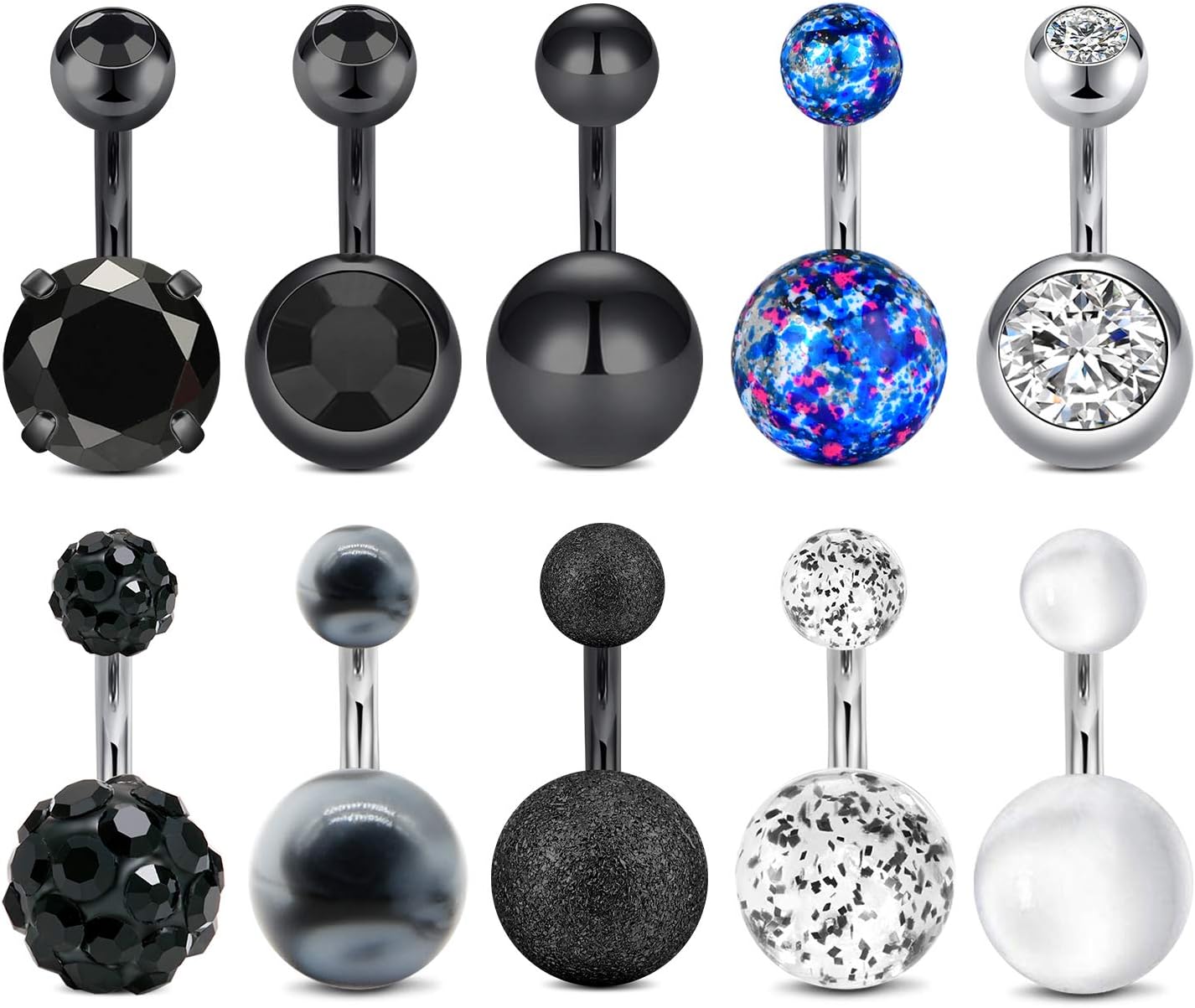 1/4 Inch Short Belly Button Rings 14G 6mm Stainless Steel Short Belly Navel Button Rings for Women Men - 我的商店我的商店我的商店