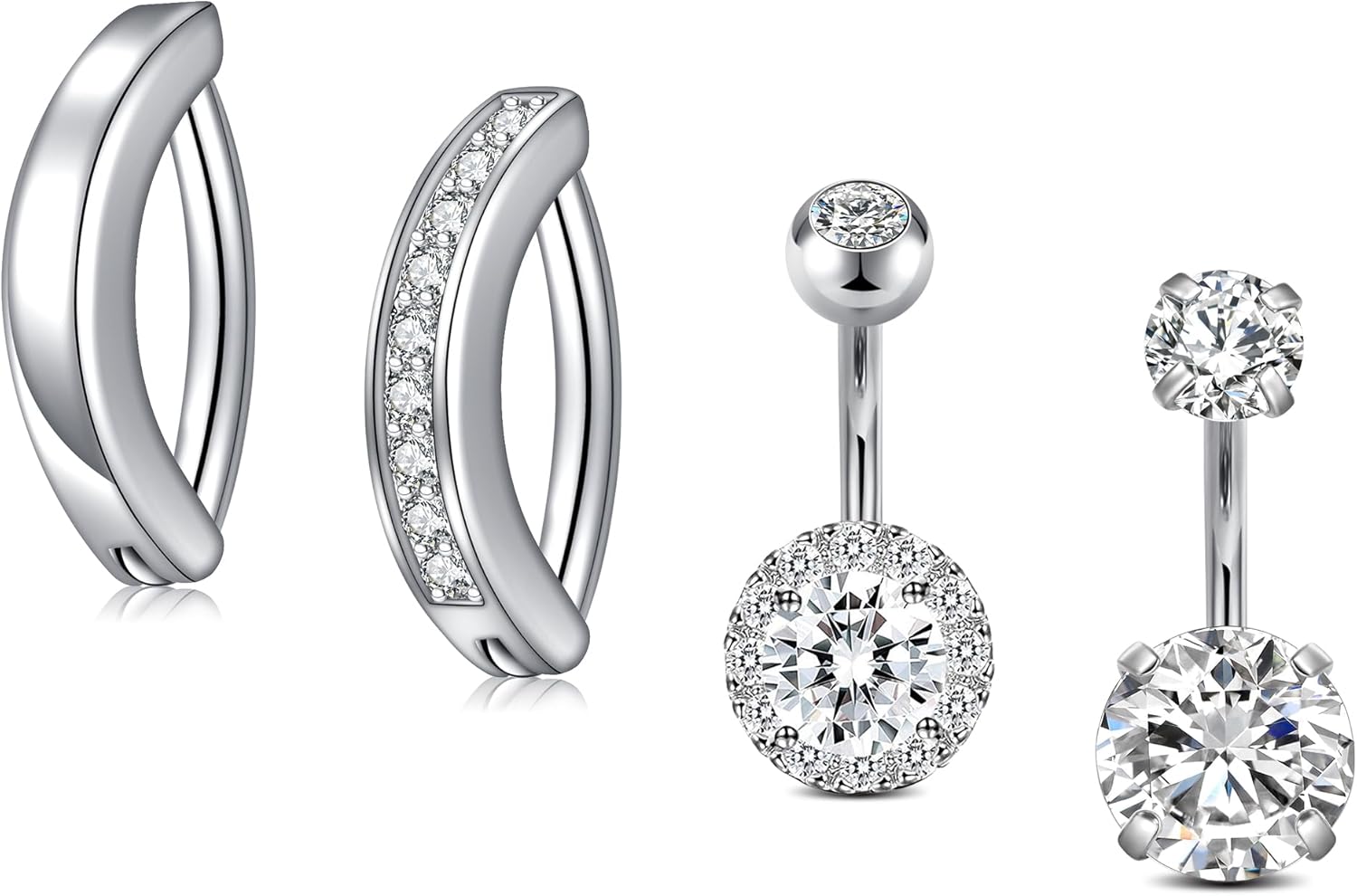 1/4 Inch Short Belly Button Rings 14G 6mm Stainless Steel Short Belly Navel Button Rings for Women Men - 我的商店我的商店我的商店