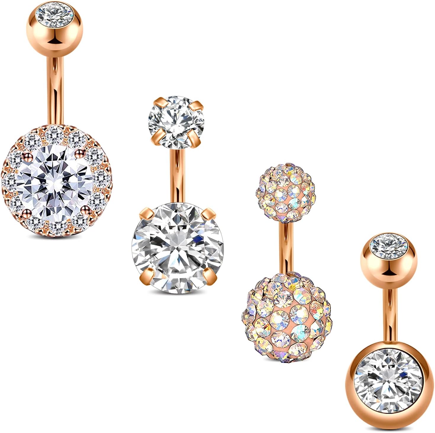 1/4 Inch Short Belly Button Rings 14G 6mm Stainless Steel Short Belly Navel Button Rings for Women Men - 我的商店我的商店我的商店