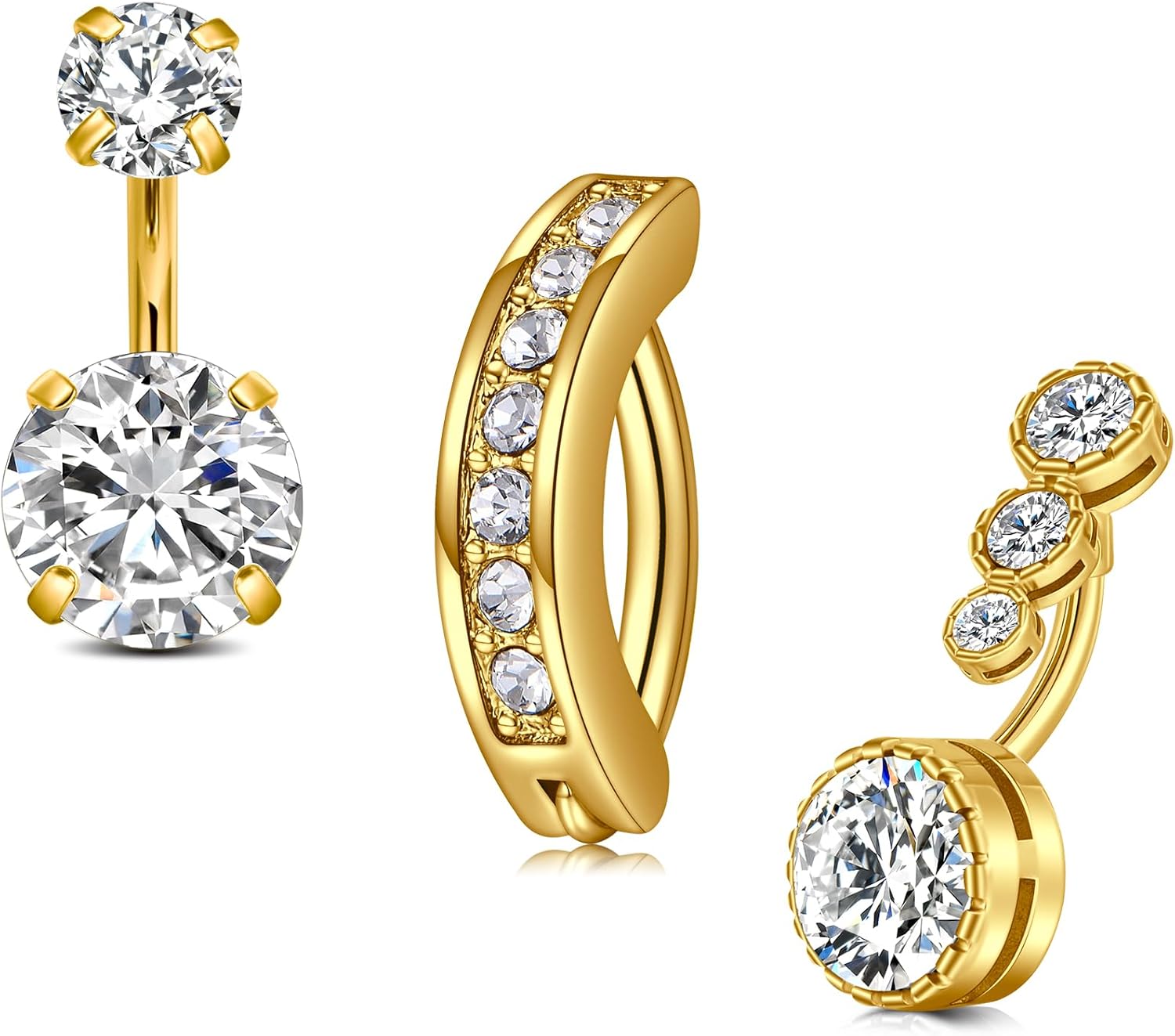 1/4 Inch Short Belly Button Rings 14G 6mm Stainless Steel Short Belly Navel Button Rings for Women Men - 我的商店我的商店我的商店